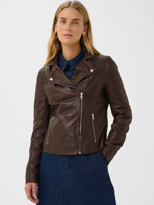 Part Two Frances Leather Jacket -Mole