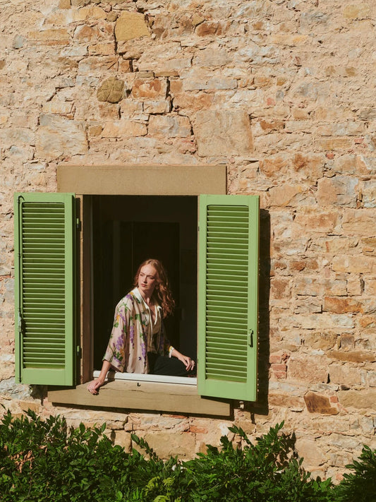 One Hundred Stars Wisteria Lilac Kimono