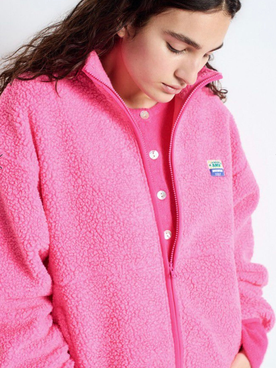 American Vintage Hoktown Fleece Jacket - Pink Melange