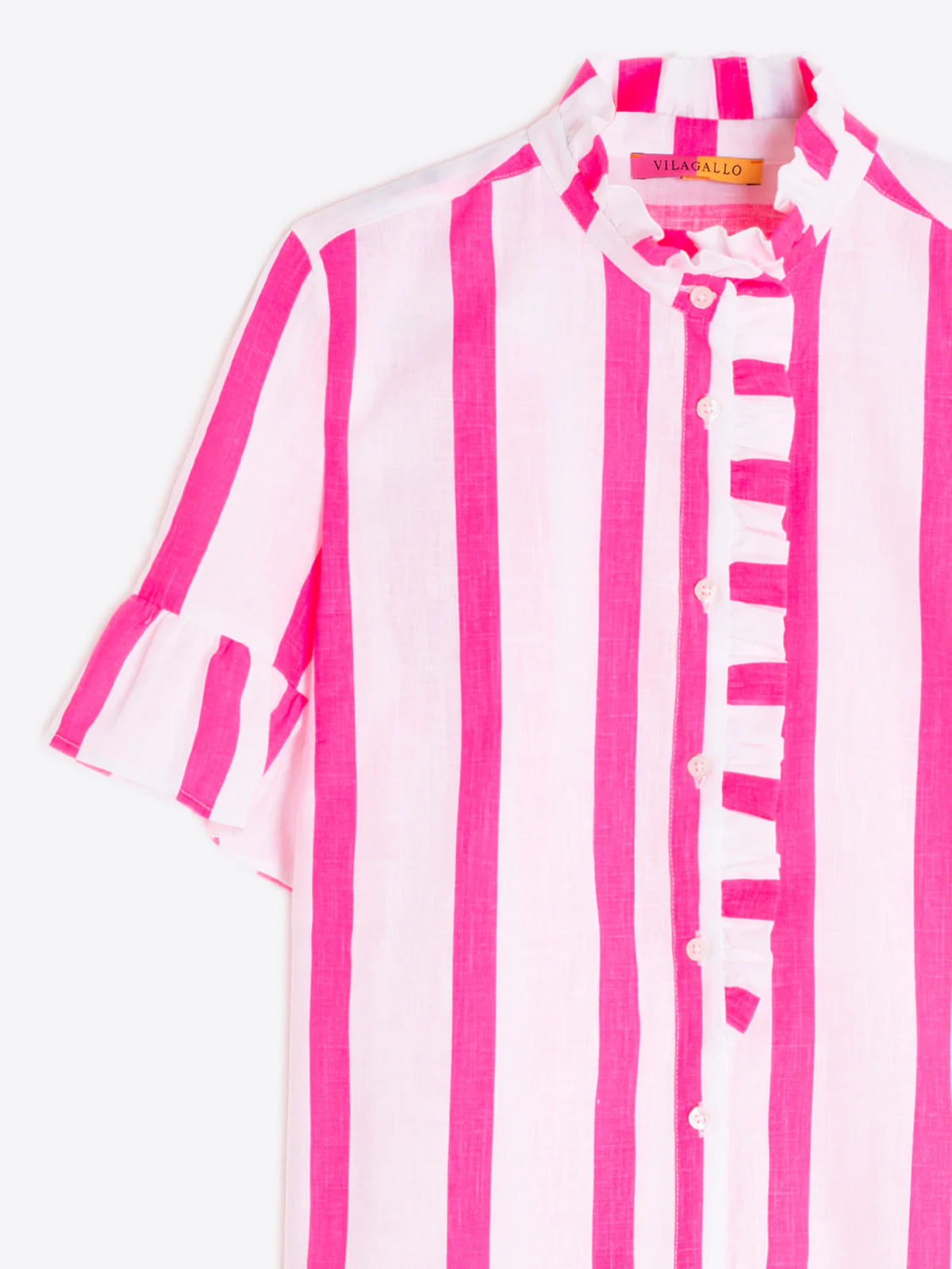 Vilagallo Pink Stripe Shirt with front ruffle