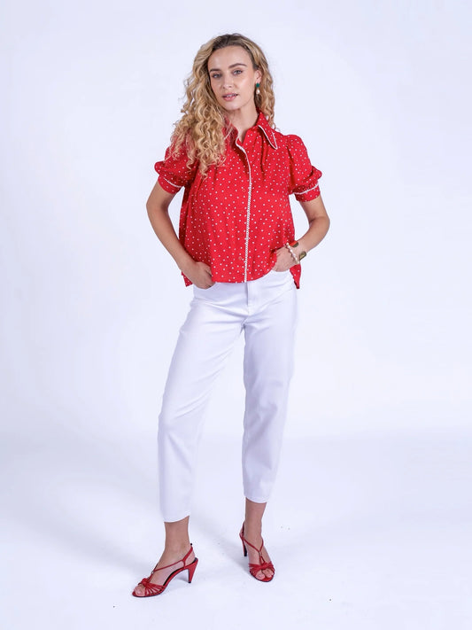 Newday Originals Paddington Blouse in Red Polka Dot