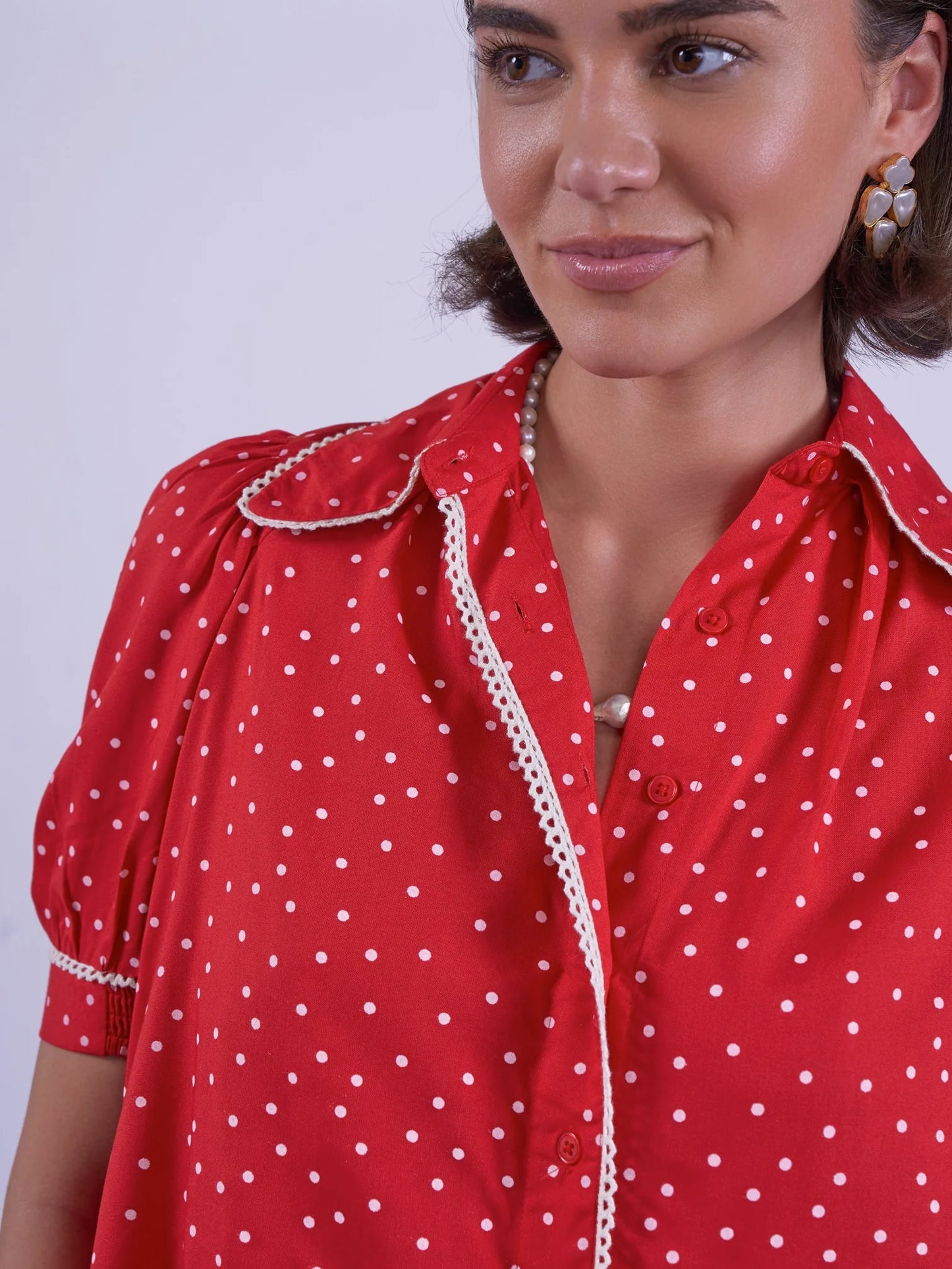 Newday Originals Paddington Blouse in Red Polka Dot