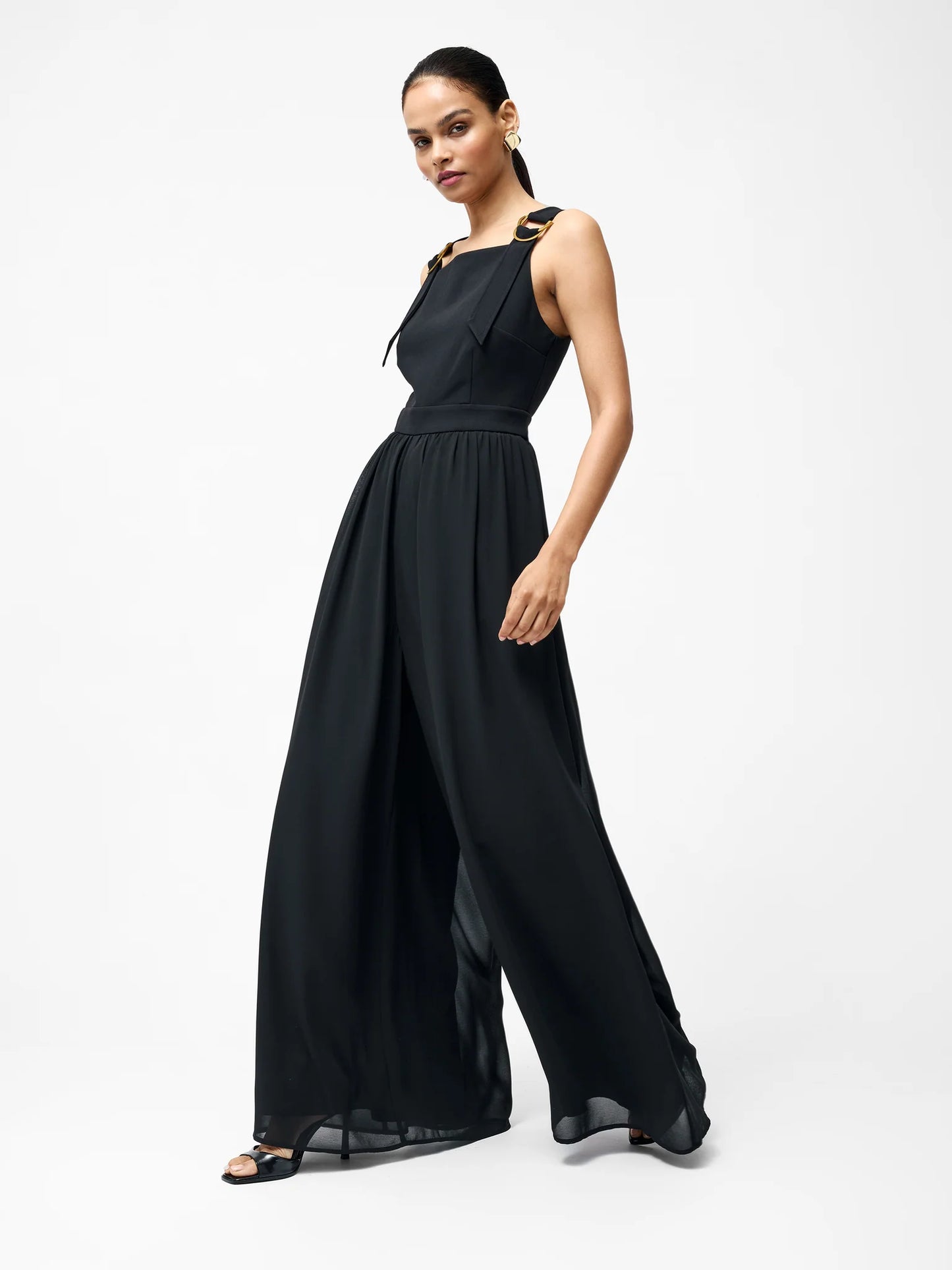 French Connection Azra Eden Wide Leg Black Jumpsuit