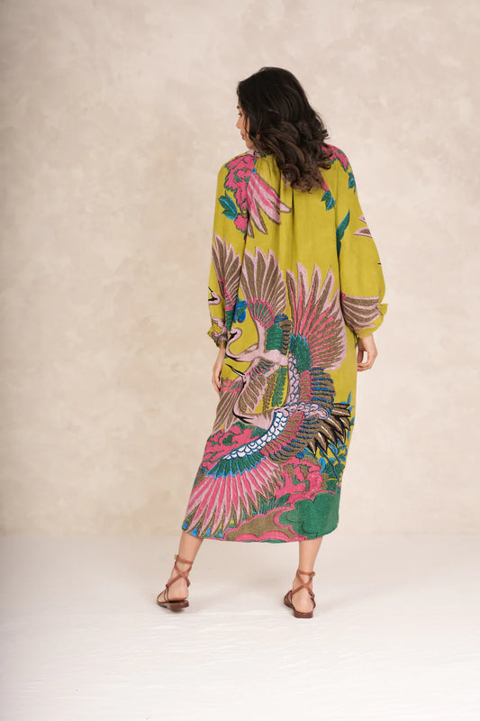 One Hundred Stars Crane Olive Raglan Dress