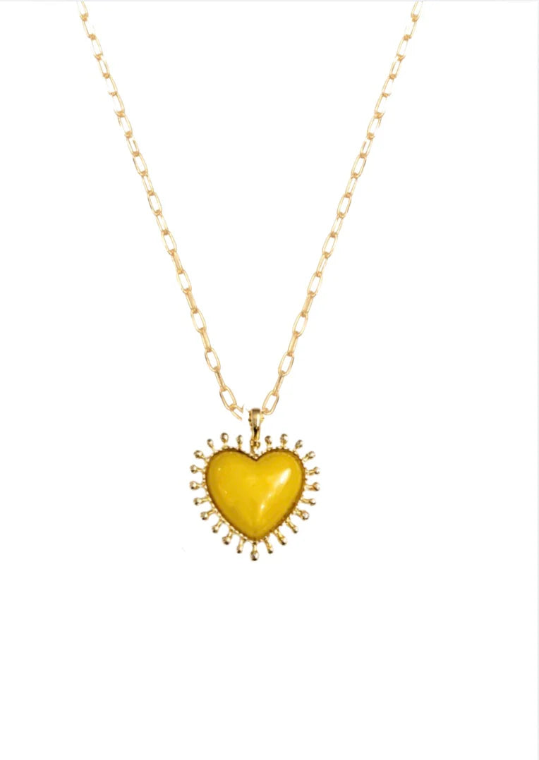 Talis Chains Mini Heart Pendant Necklace-Yellow Jade