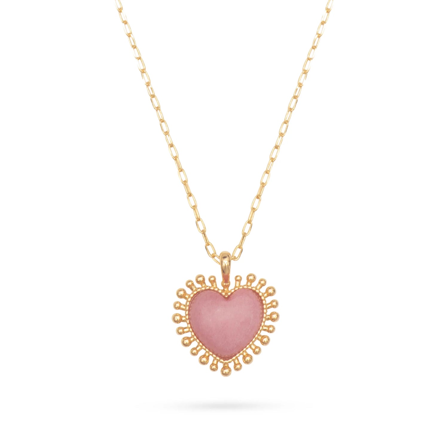 Talis Chains Mini Heart Pendant Necklace-Pink Jade