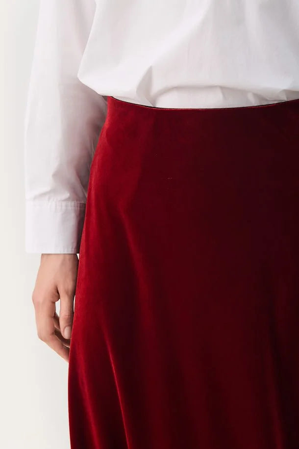 Part Two Meya Velour Skirt Red