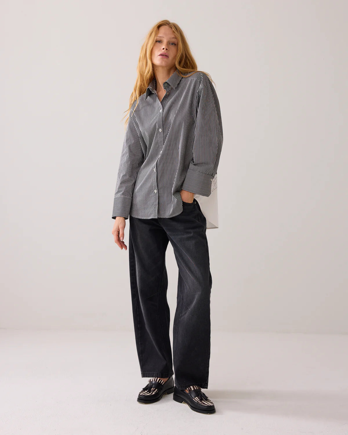 Summum Cotton Blouse-Big Flower & Stripe