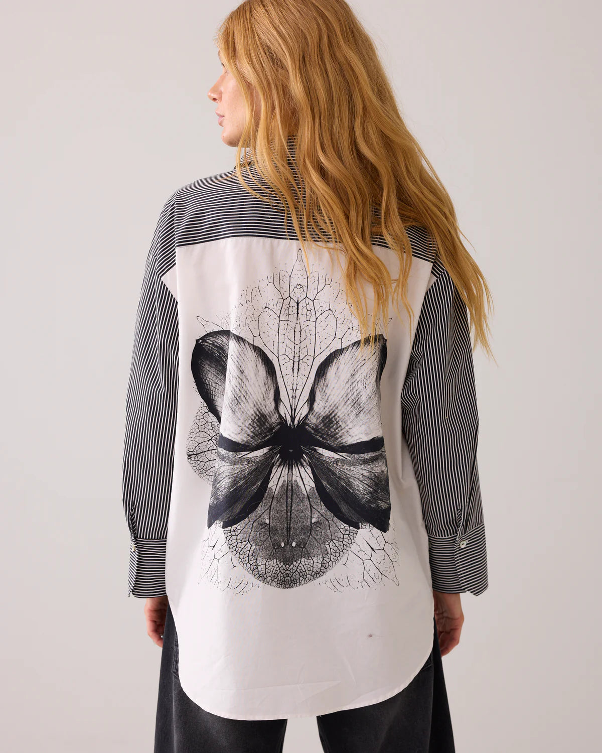 Summum Cotton Blouse-Big Flower & Stripe