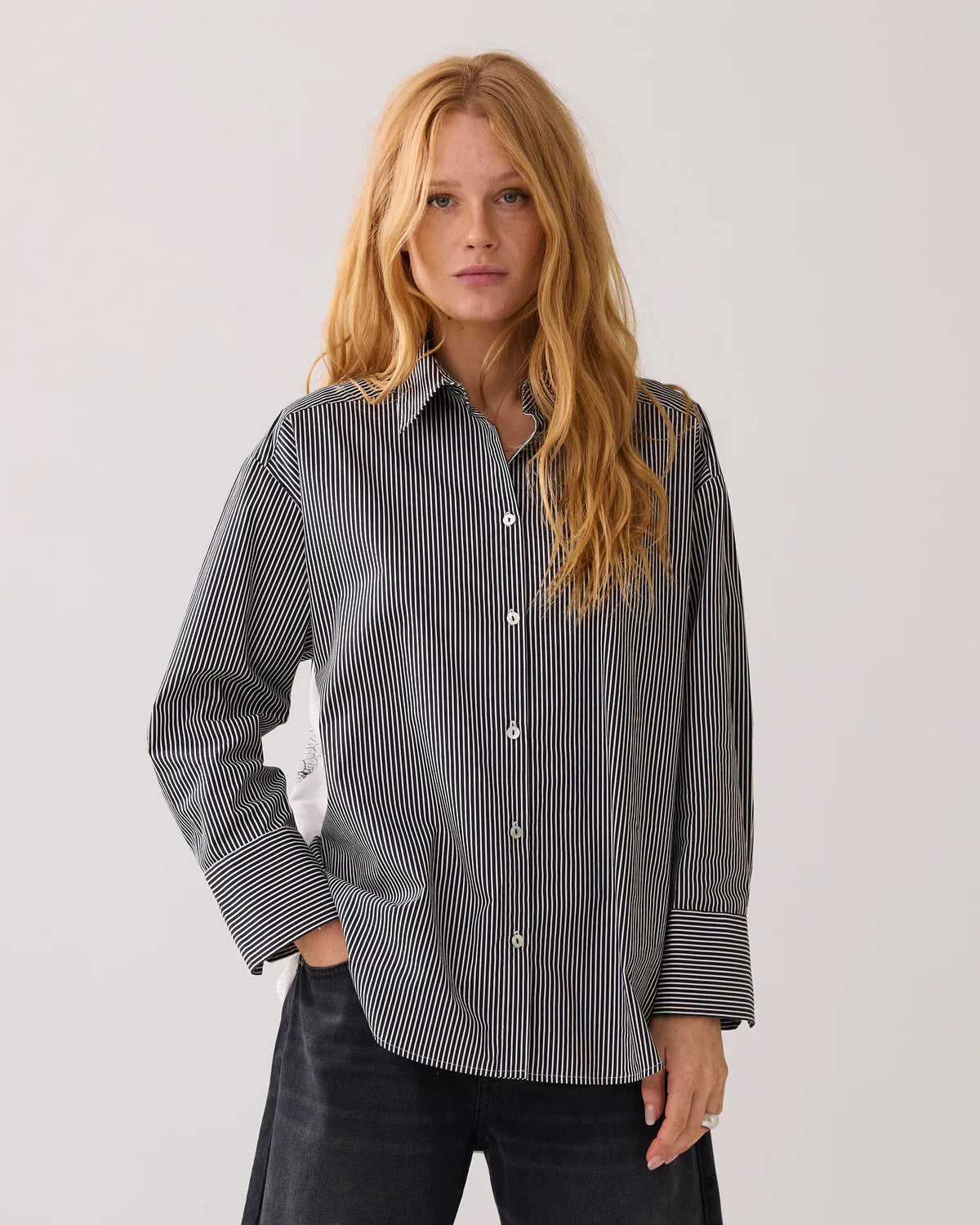 Summum Cotton Blouse-Big Flower & Stripe