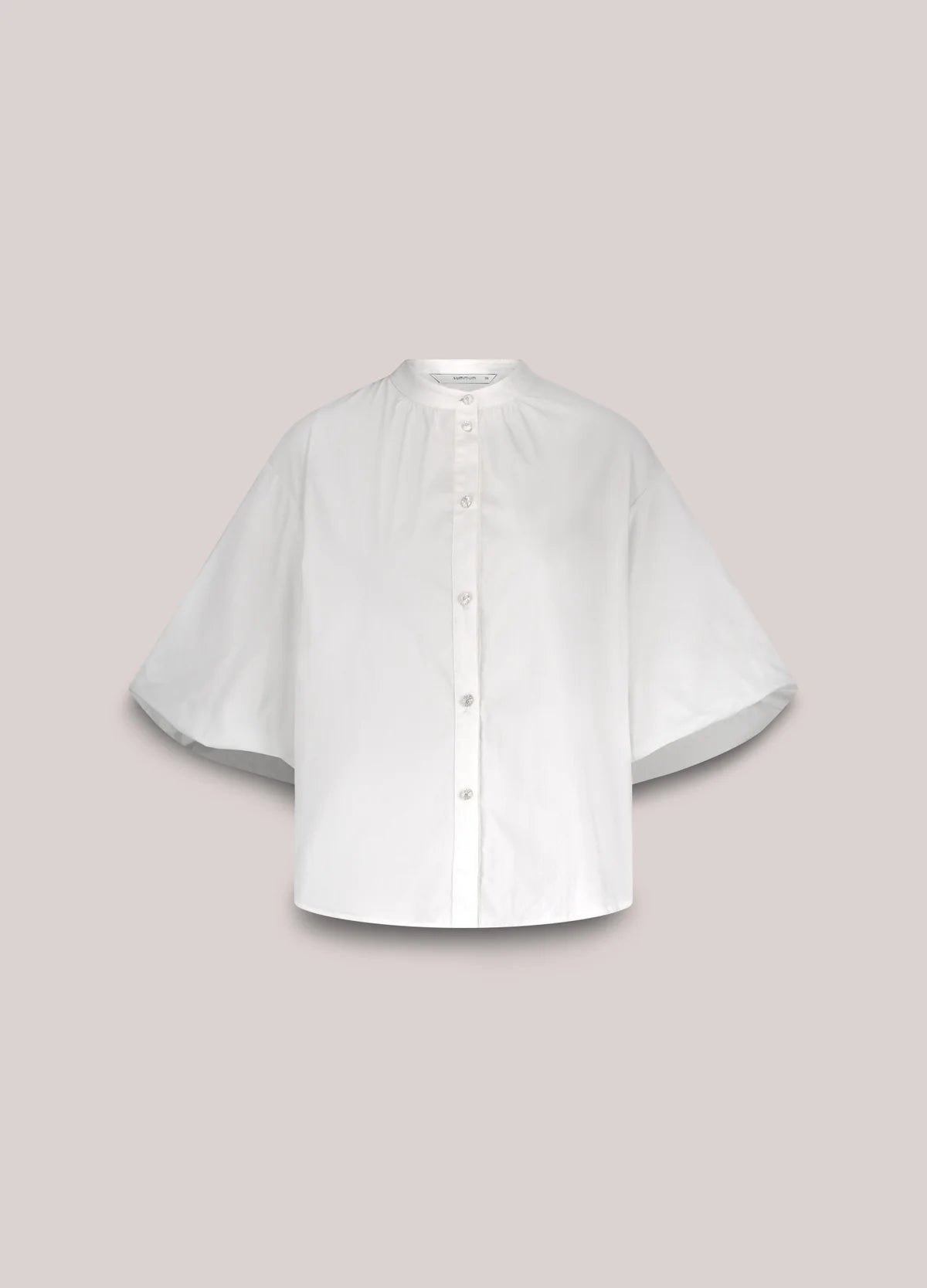 Summum White Cotton Blouse with Diamond Buttons