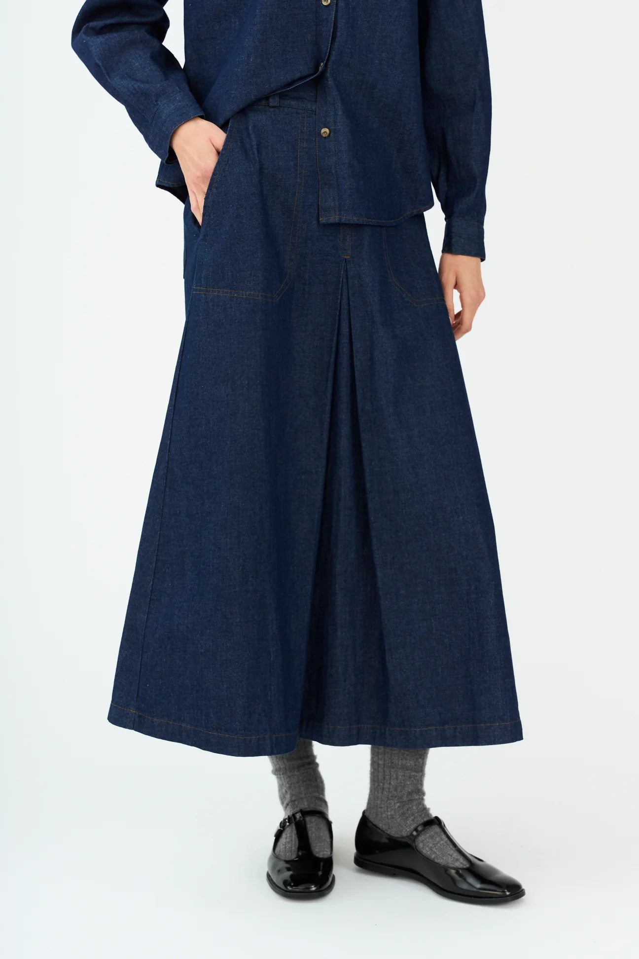 Pieszak Harper Chambray Pleat Skirt