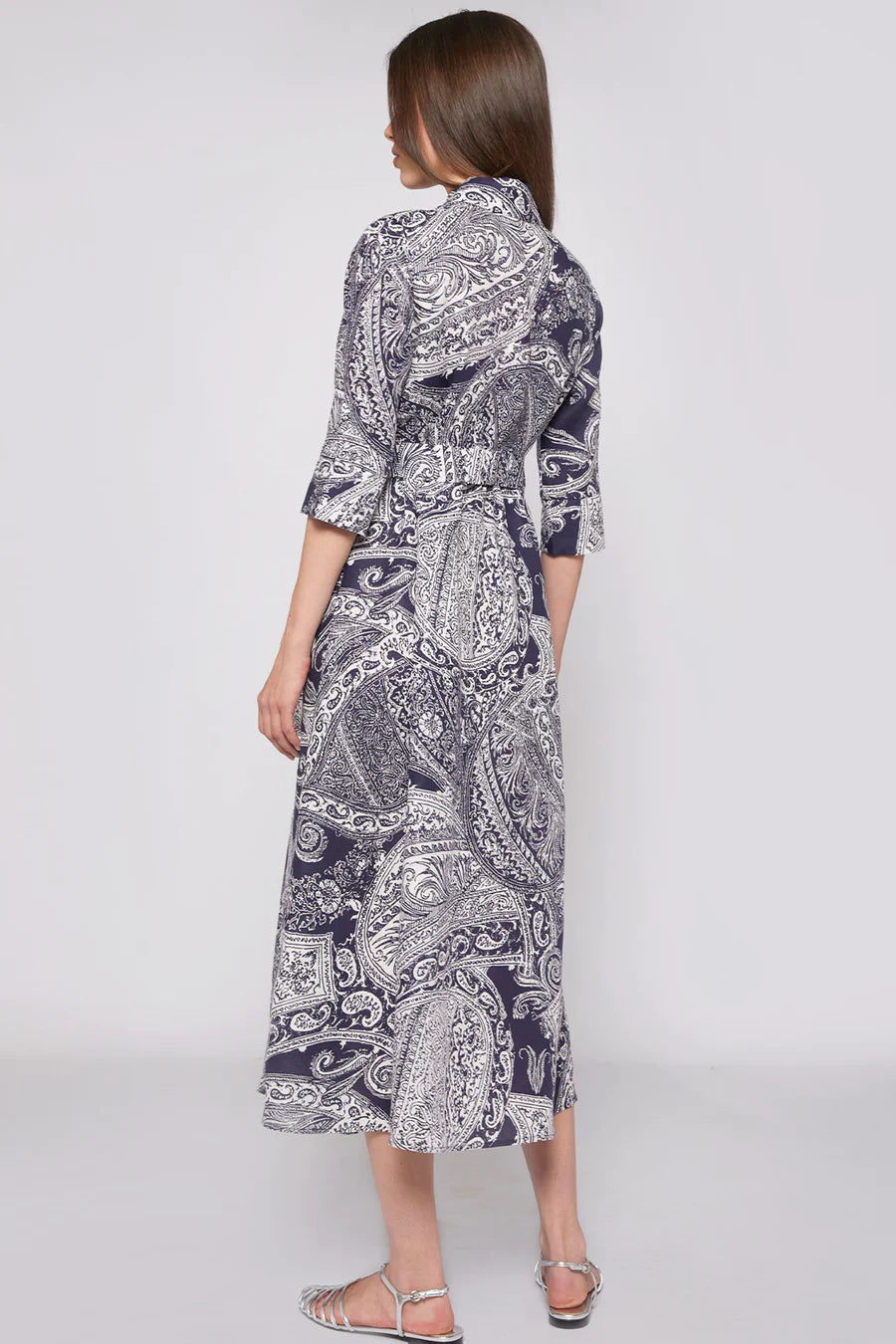 Vilagallo Natalia Navy Paisley Shirt Dress