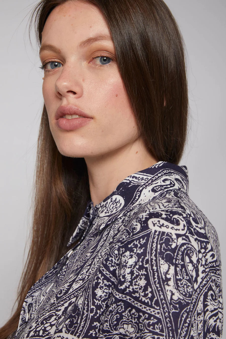 Vilagallo Natalia Navy Paisley Shirt Dress