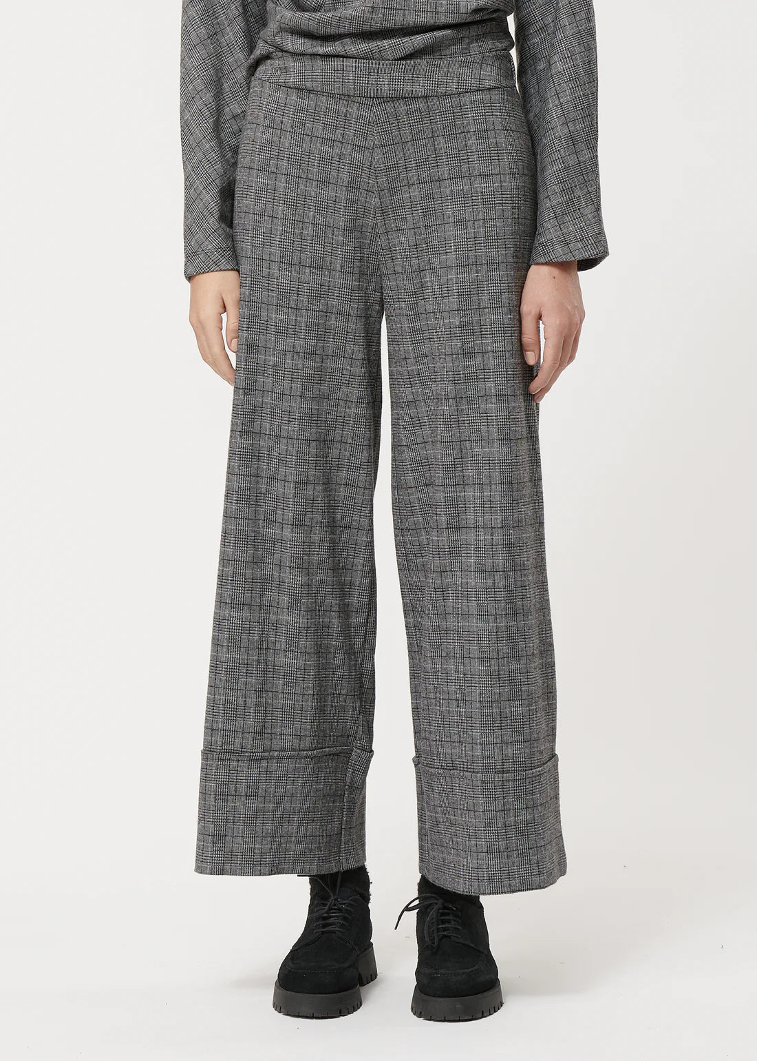 Humility Sophum Wide Grey Checked Trousers