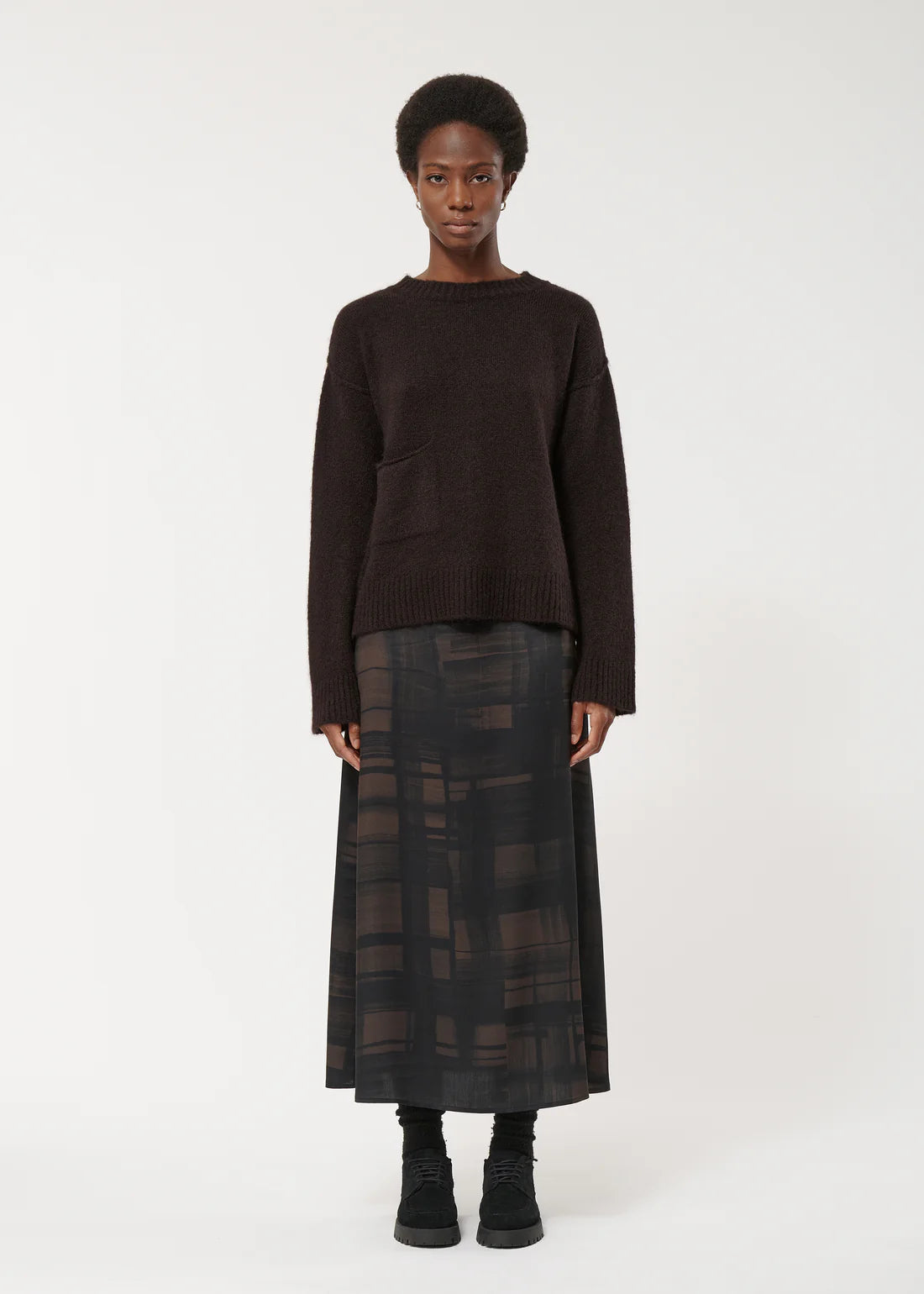 Humility Brown Round Neck Sweater
