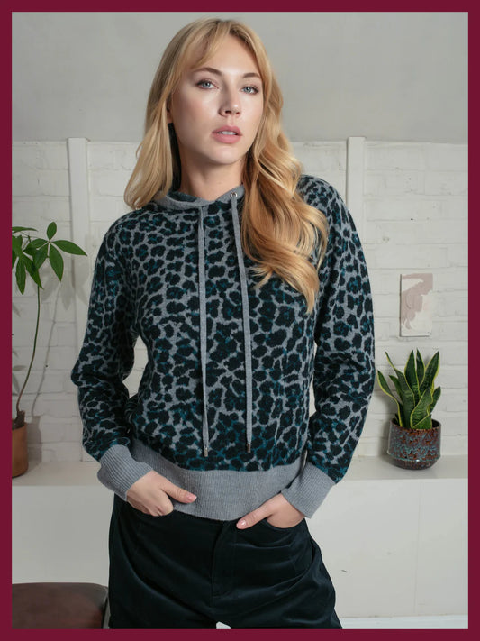 Nooki Leopard Norwood Hoodie-Grey