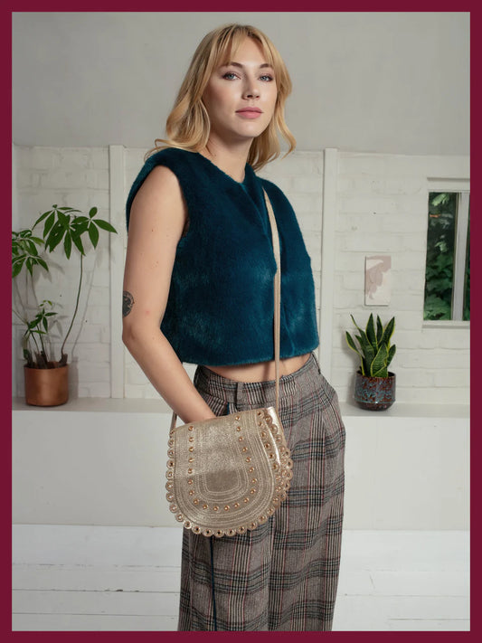 Nooki Edelweiss Faux Fur Gilet-Teal