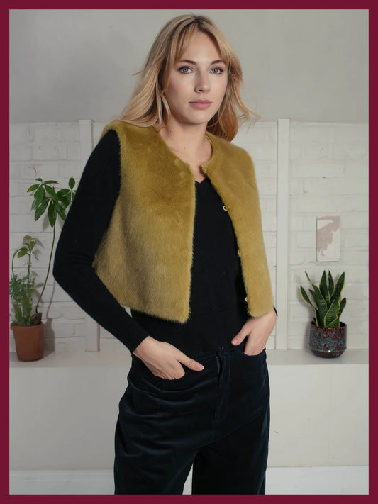 Nooki Edelweiss Faux Fur Gilet-Chartreuse