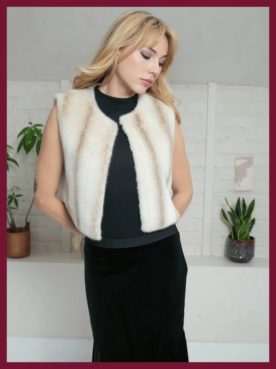 Nooki Edelweiss Faux Fur Gilet-Cream Zig Zag