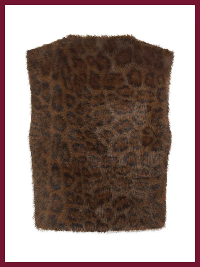 Nooki Edelweiss Faux Fur Gilet-Chocolate Leo
