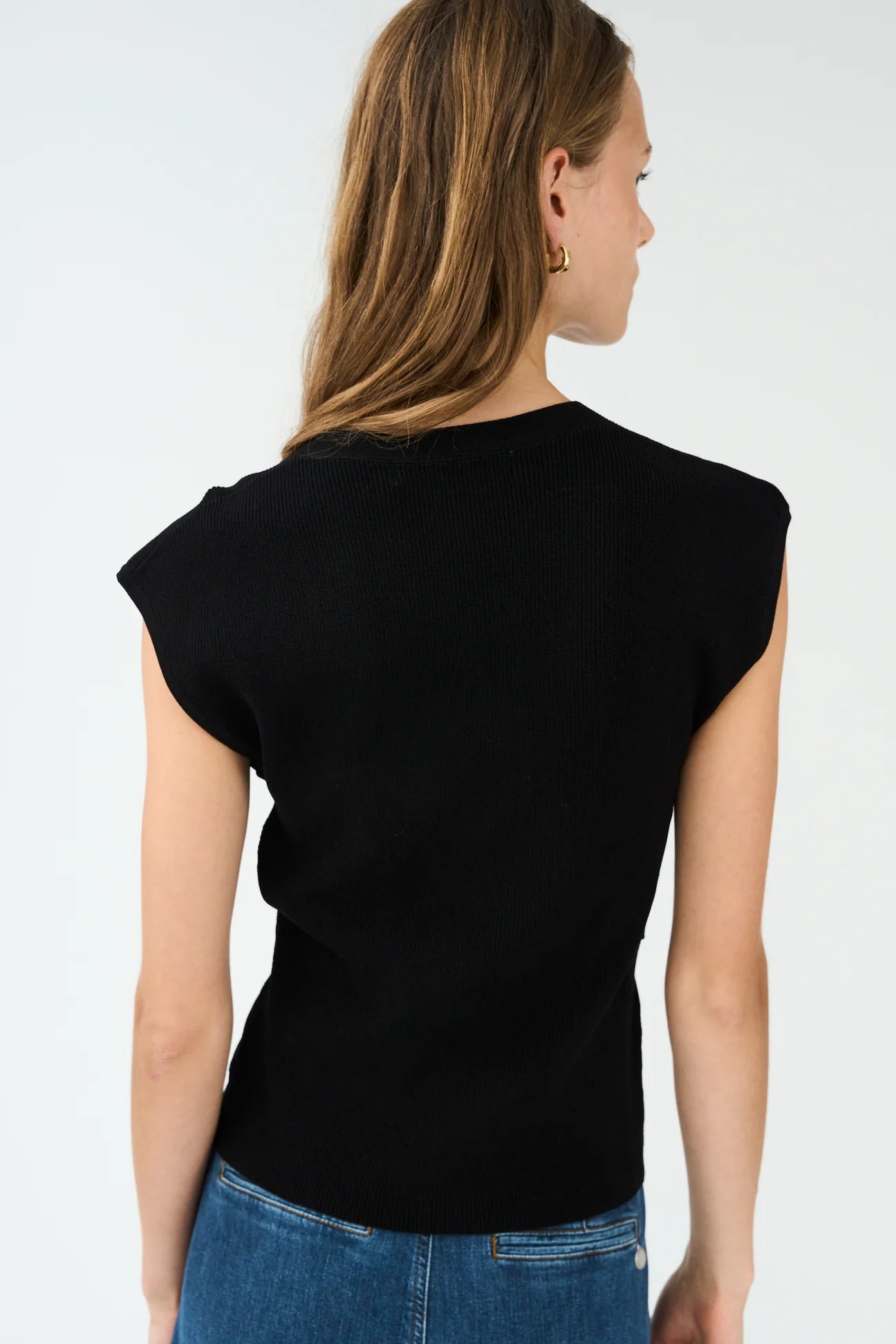 Pieszak Crossed over Knit Top-Black