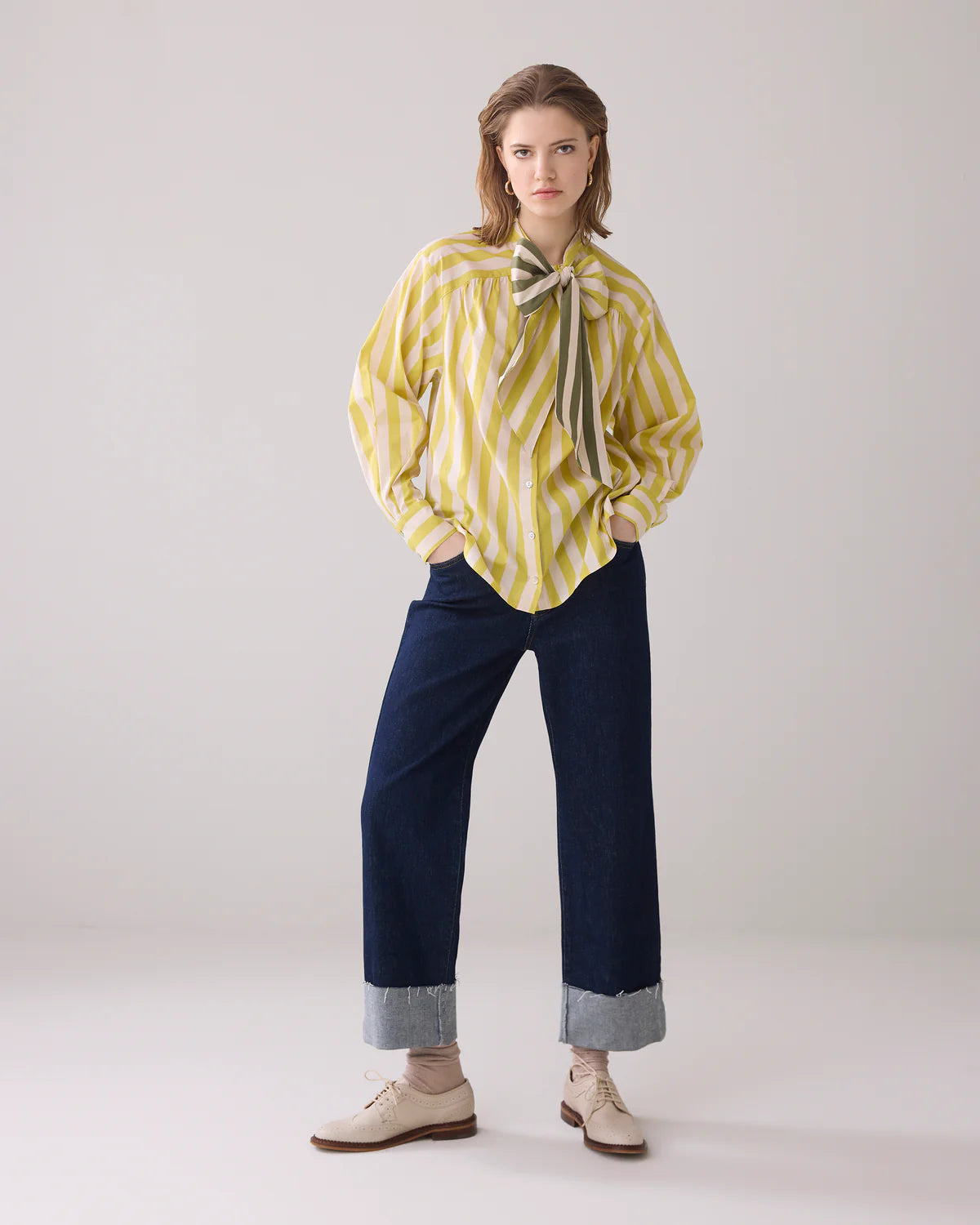 Summum Stripe Blouse with Bow Tie