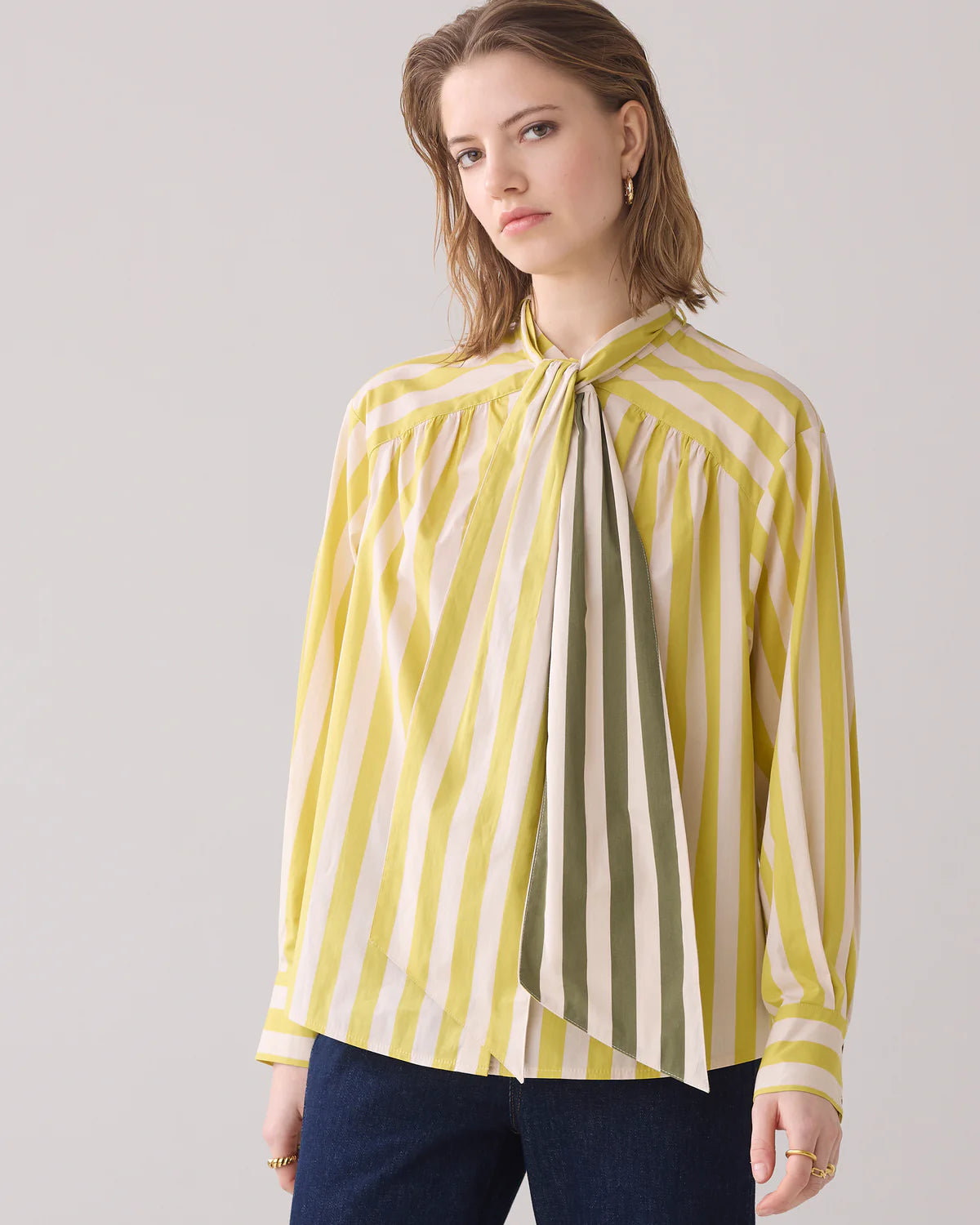 Summum Stripe Blouse with Bow Tie