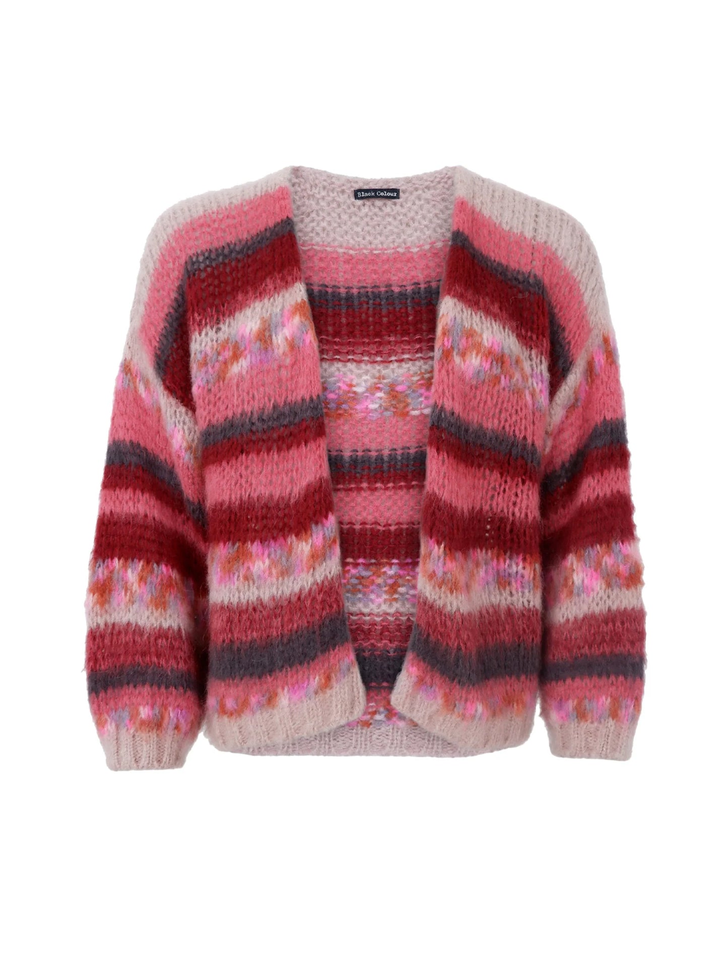 Black Colour Fontana Multi stripe cardigan-Berry