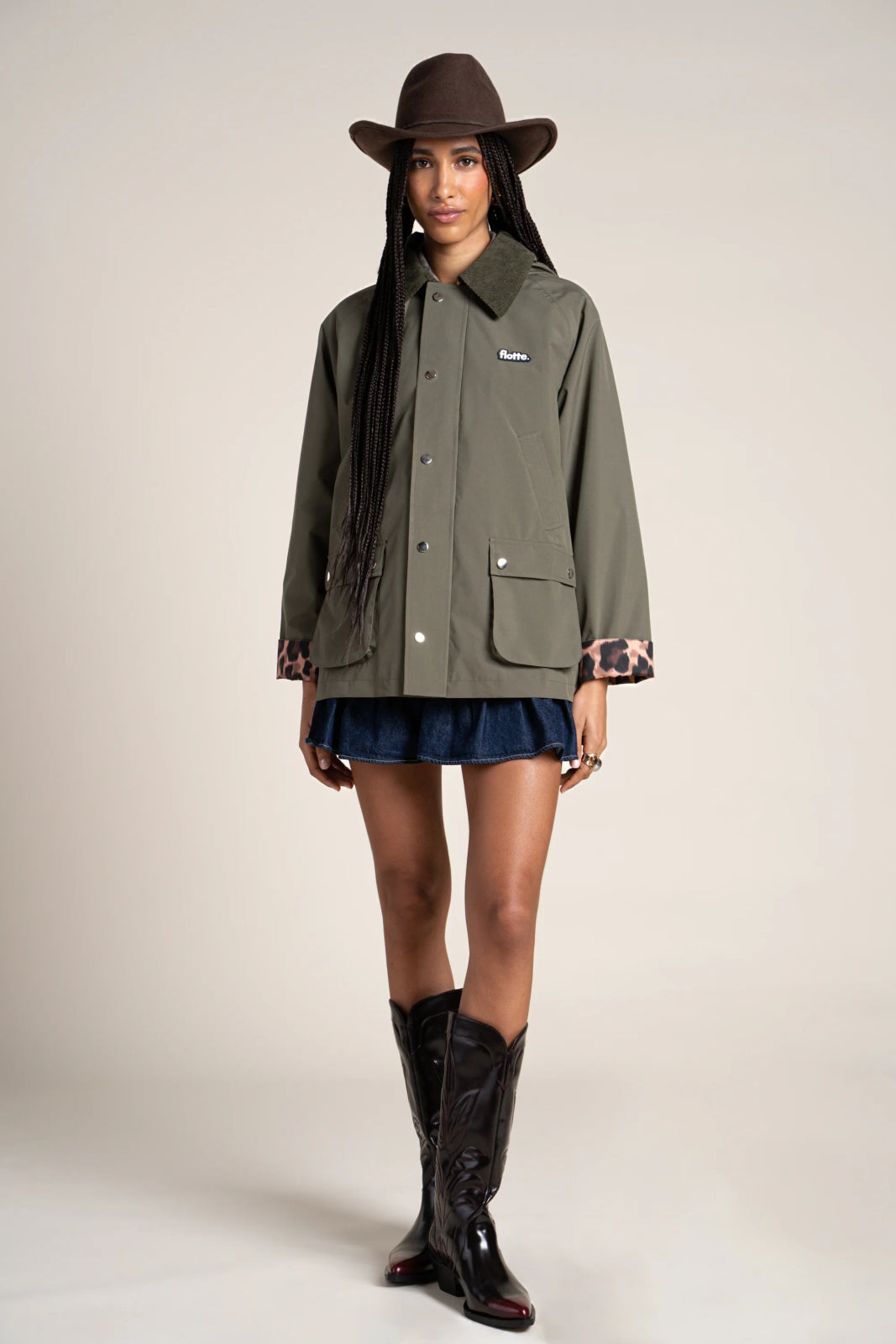 Flotte Archives Waterproof Jacket- Khaki/Leopard