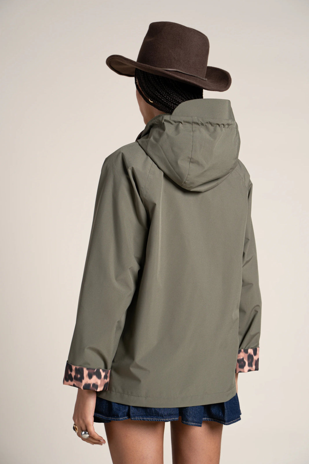 Flotte Archives Waterproof Jacket- Khaki/Leopard