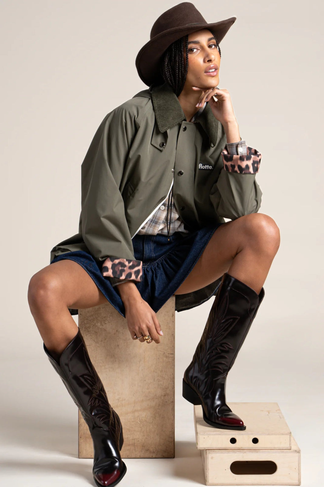 Flotte Archives Waterproof Jacket- Khaki/Leopard