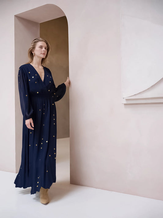 BRDR Elise Sequence Dress Dark Navy Blue