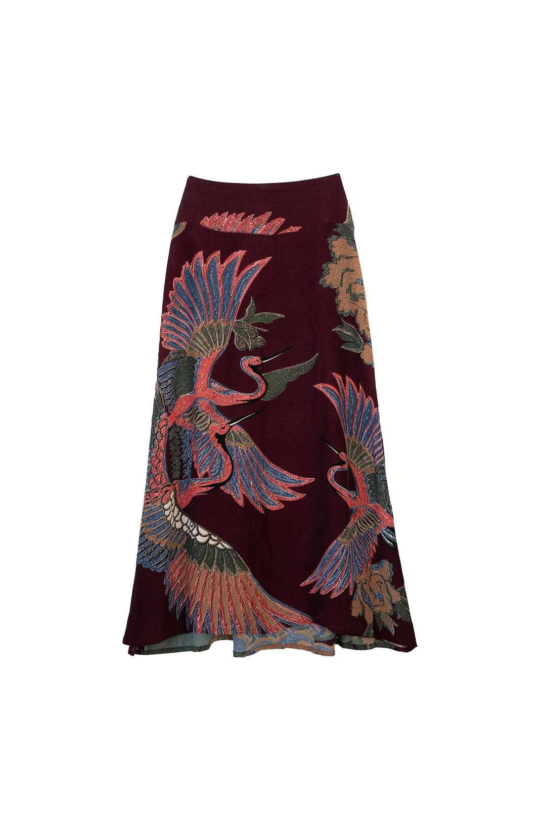One Hundred Stars Crane Plum A-line Maxi Skirt