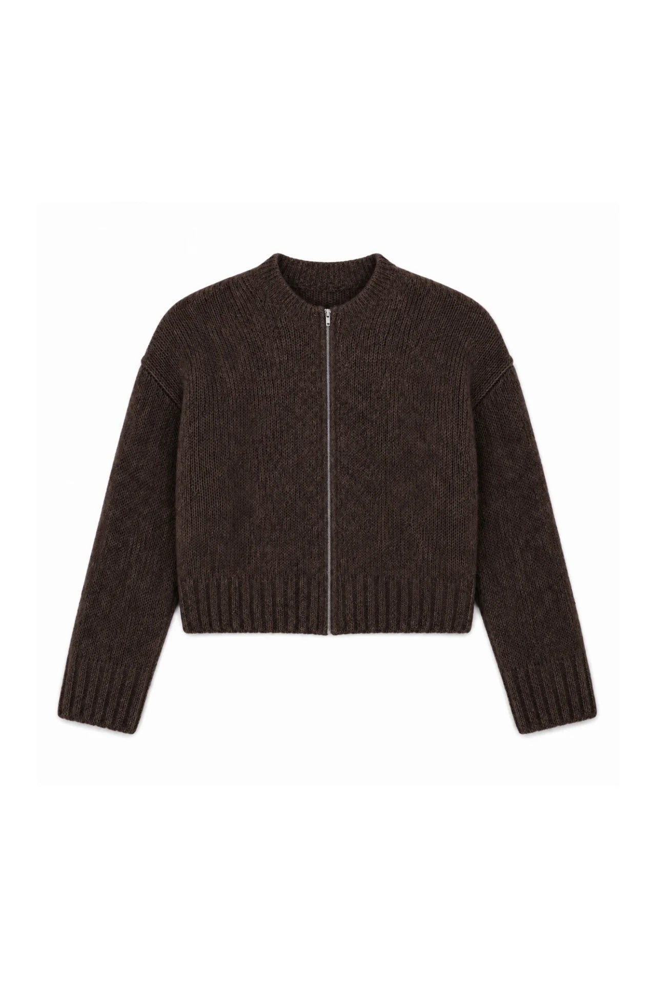 TWNS Maevane Zip Up Cardigan-Chocolate