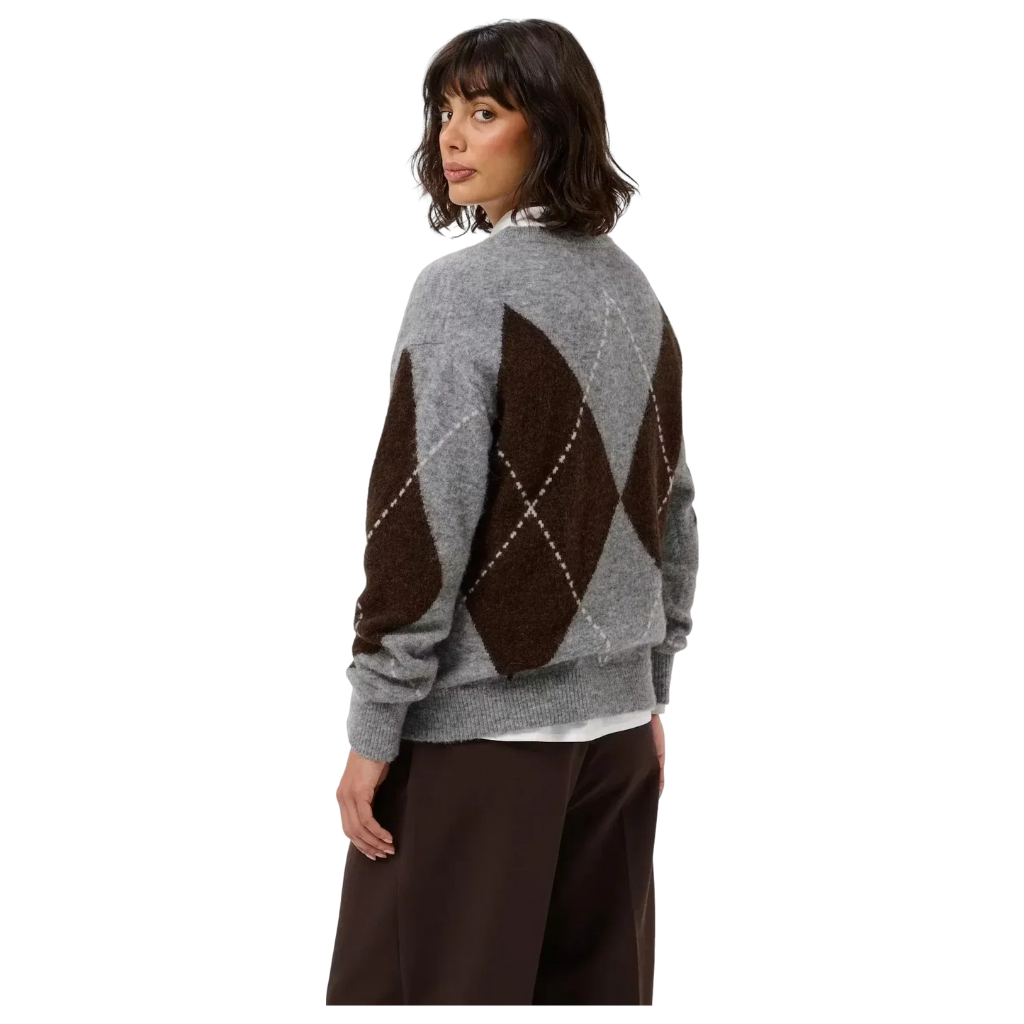 Part Two Sorayas Argyle Jumper-Grey