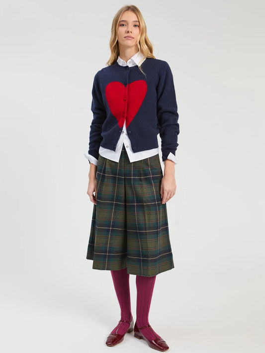 Vilagallo Navy Red Heart Intarsia Cardigan
