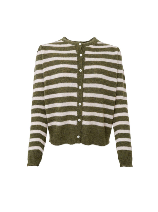 Black Colour Dell Puff Sleeve Cardigan-Army