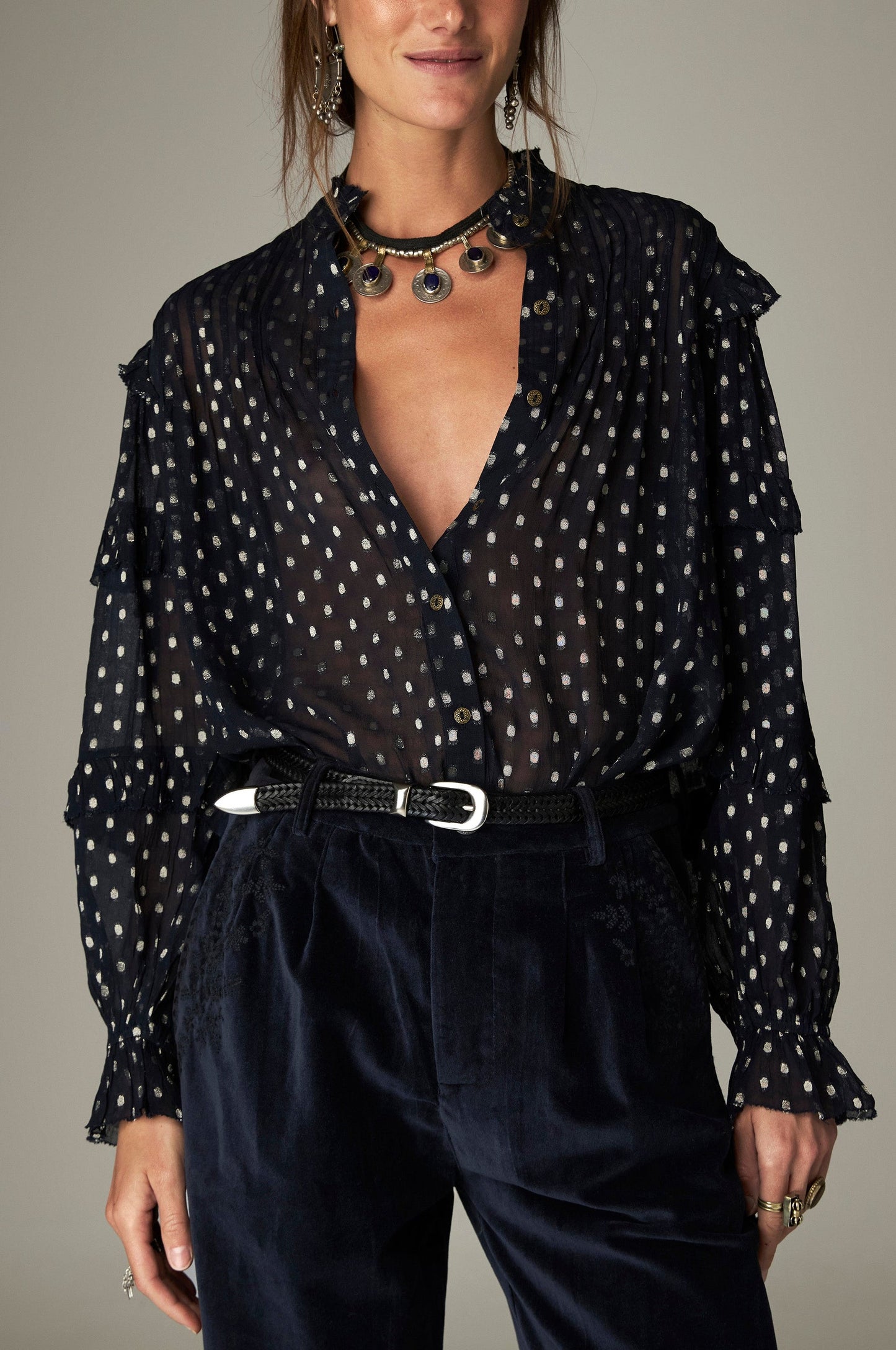 Maison Hotel Simona Blouse- Sienna Navy