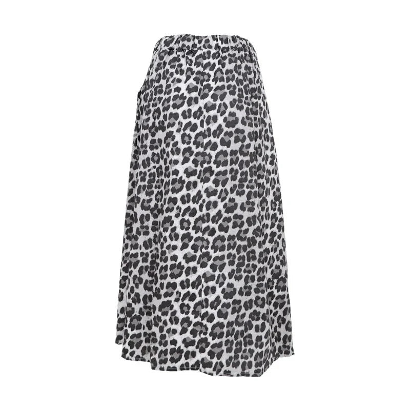 Black Colour Abbie Skirt Light Grey Leopard