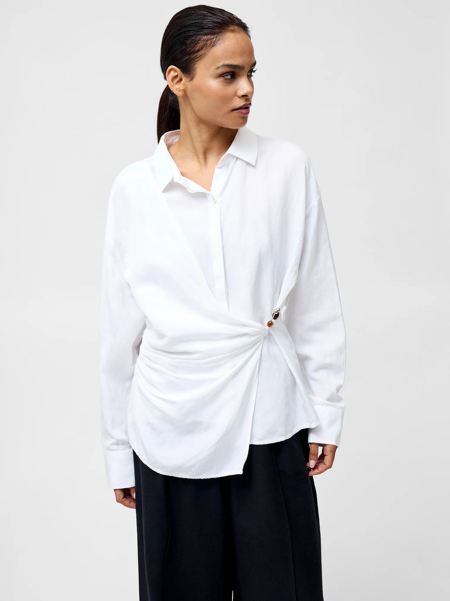 French Connection Auri Linen Clasp Shirt