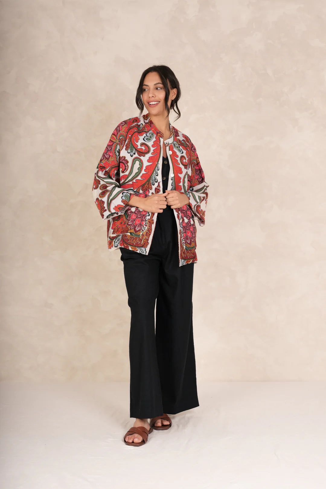 One Hundred Stars Fiesta Orange Linen Jacket
