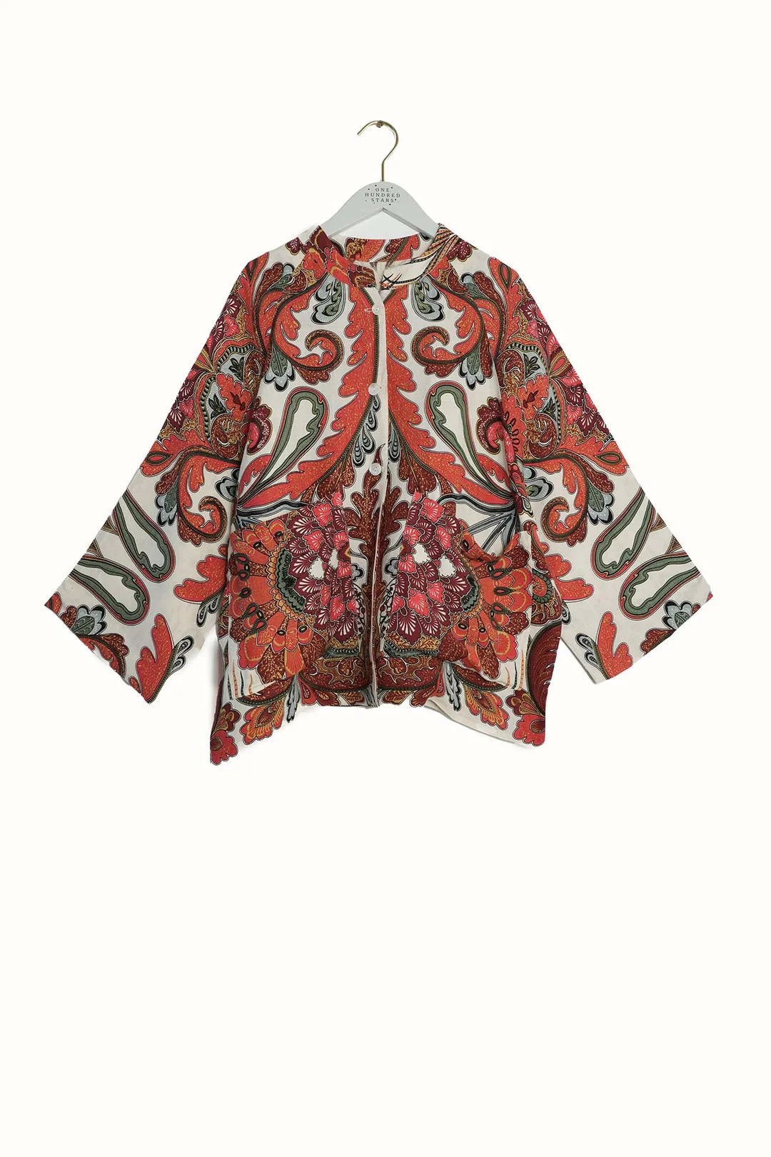 One Hundred Stars Fiesta Orange Linen Jacket