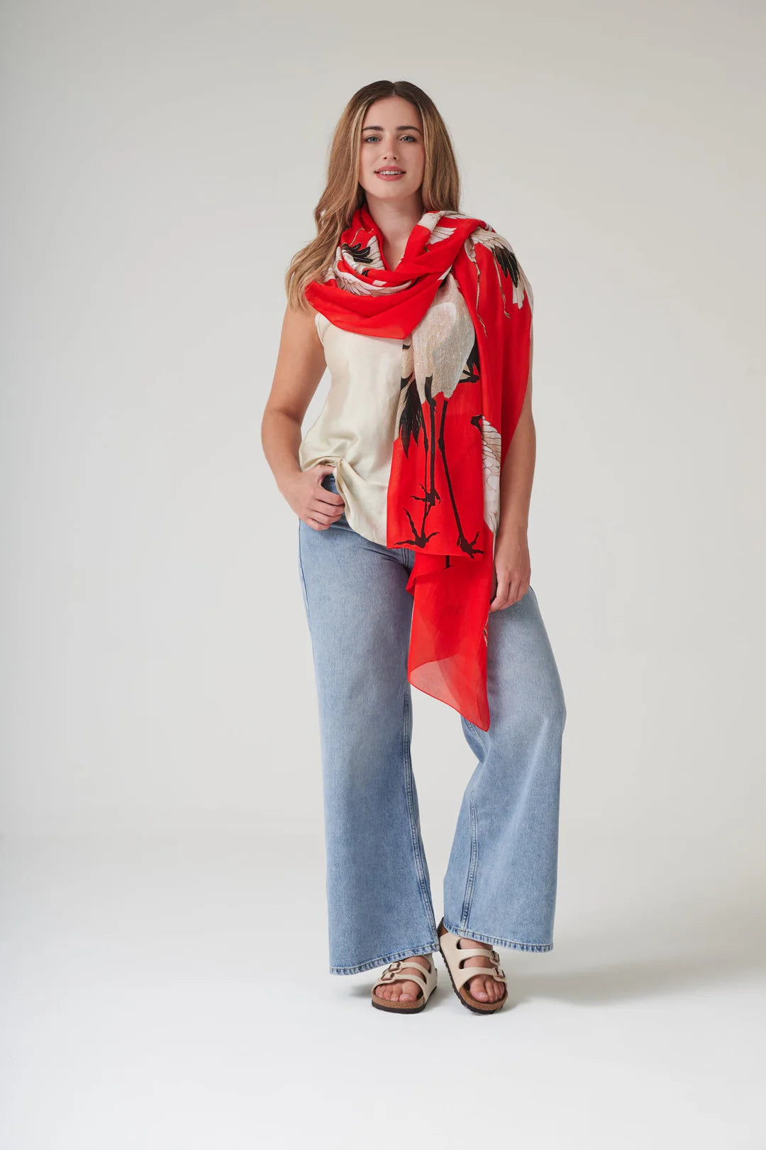 One Hundred Stars Scarf Stork Scarlet