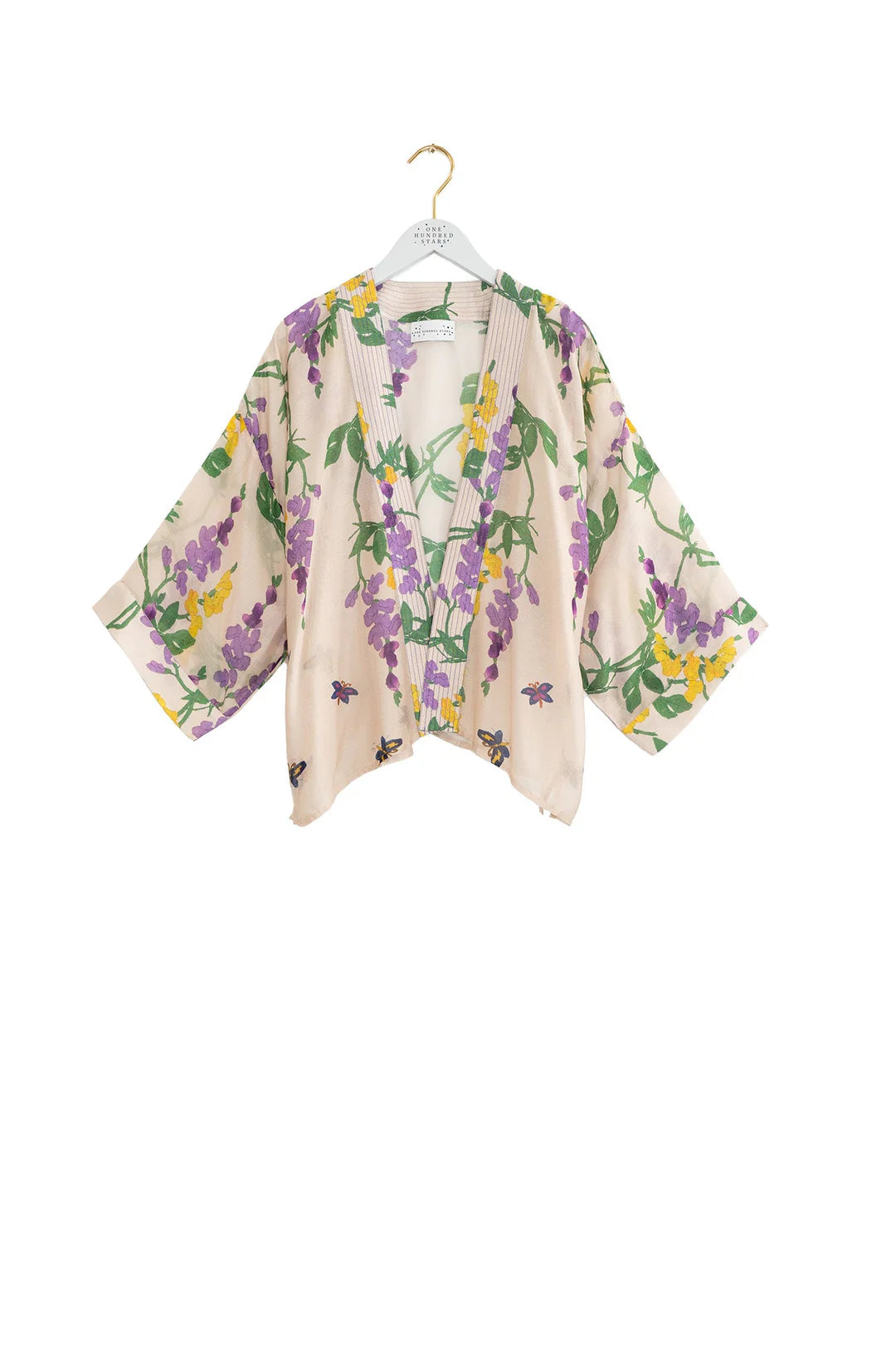 One Hundred Stars Wisteria Lilac Kimono