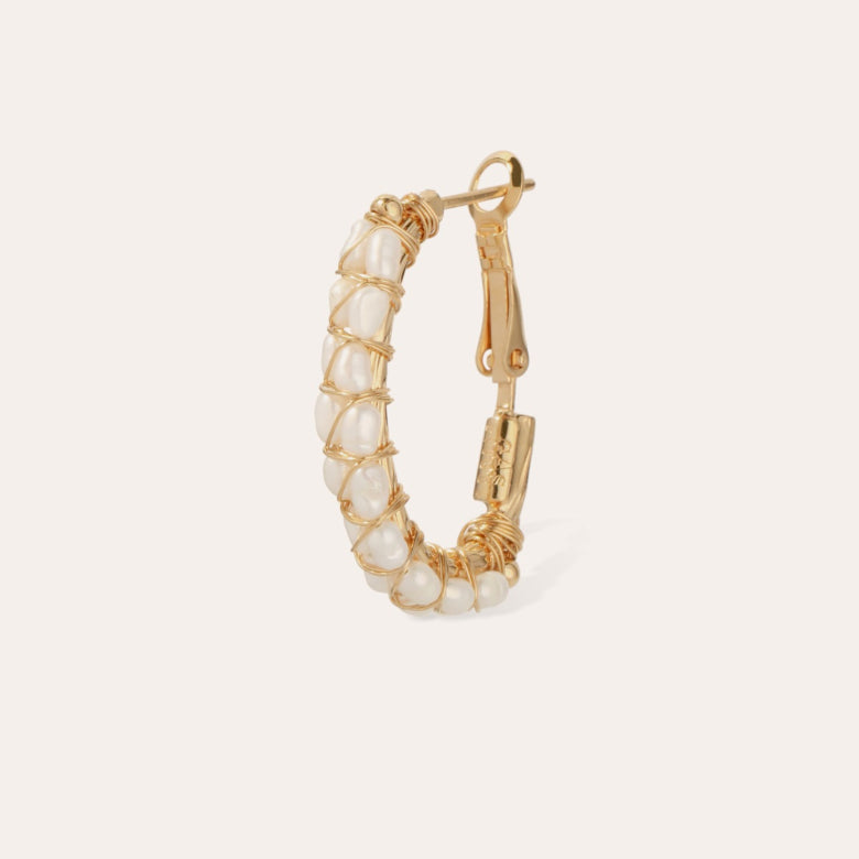 Gas Bijoux Lyre Hoop Earrings Mother of Pearl