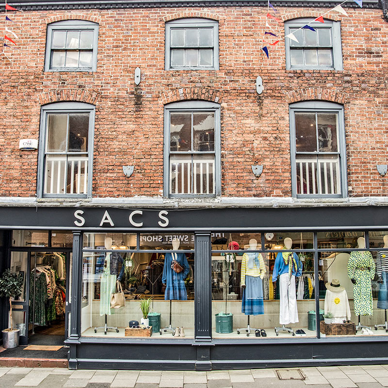 Sacs shop front on Dig Street in Ashbourne