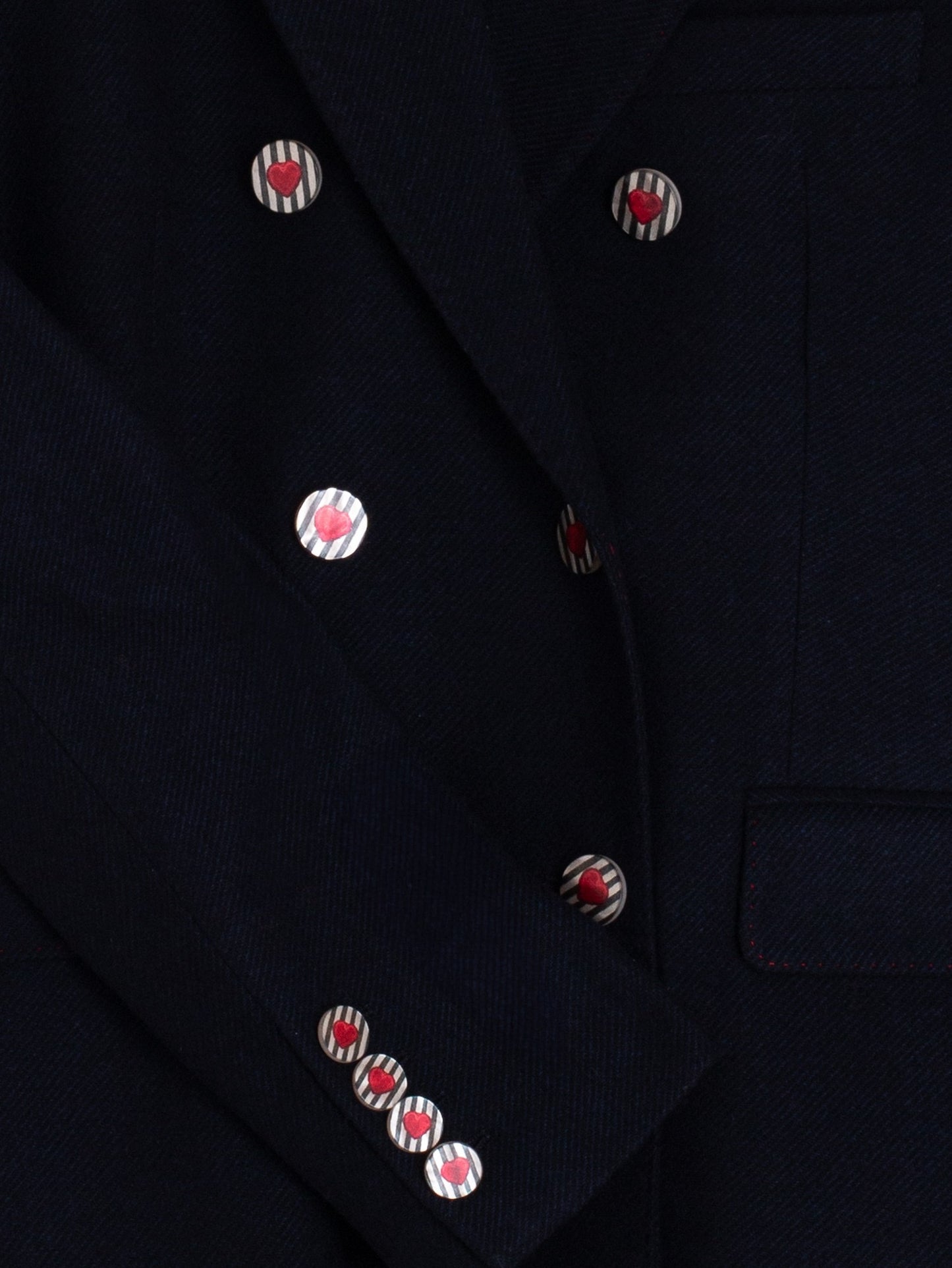 Vilagallo Navy wool Blend Fringed Jacket