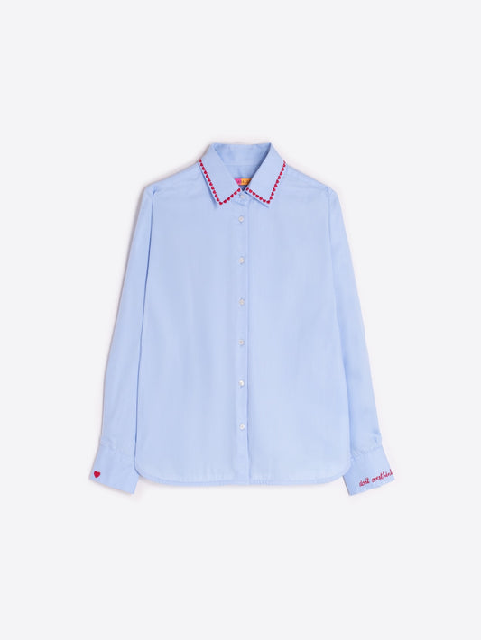 Vilagallo Blue Shirt with Heart Embroidery