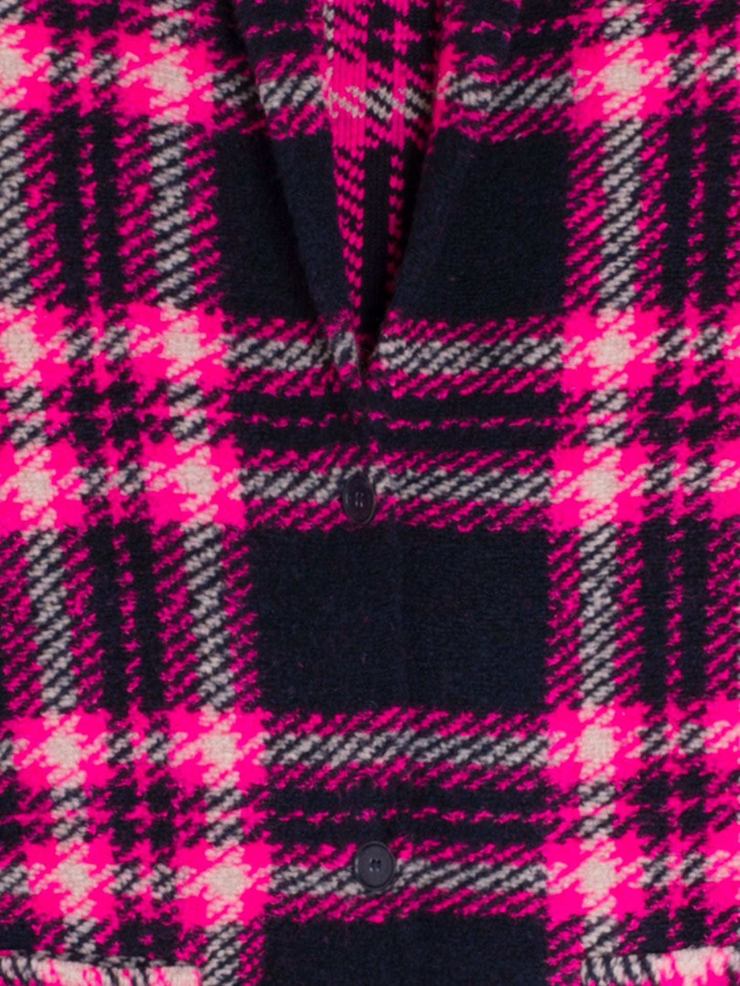 Vilagallo Long checked coat - Fuchsia & Navy Blue